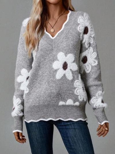 Thea | Floral V-Neck Sweater