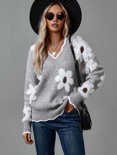 Thea | Floral V-Neck Sweater