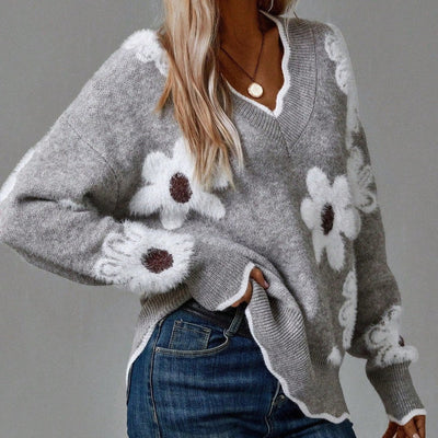Thea | Floral V-Neck Sweater
