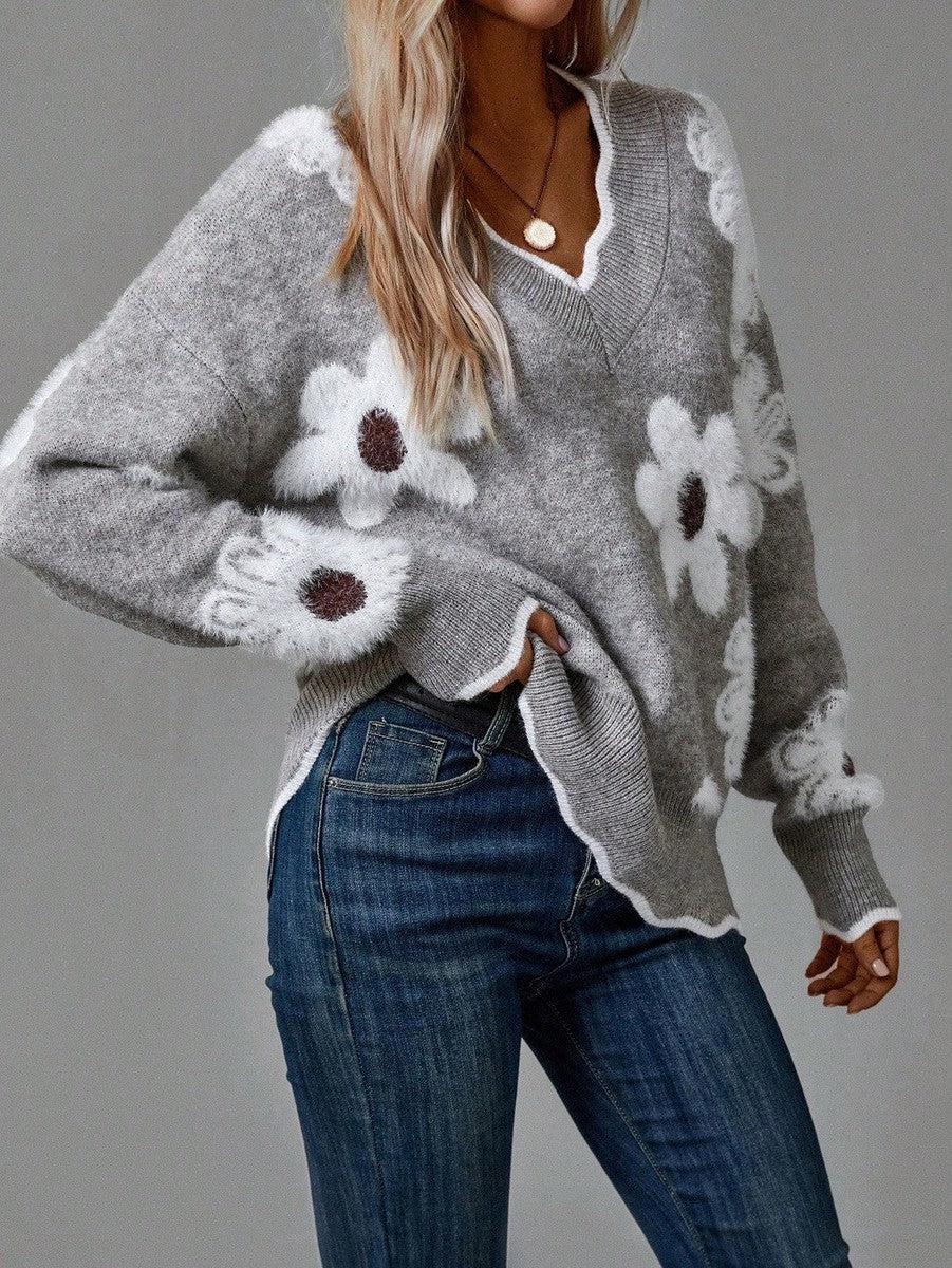 Thea | Floral V-Neck Sweater