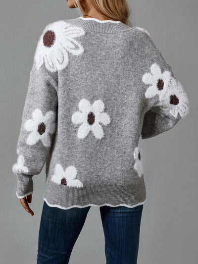 Thea | Floral V-Neck Sweater