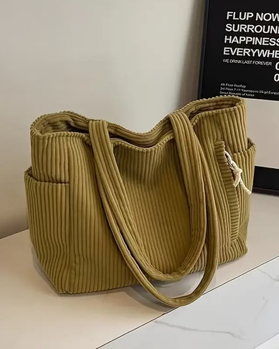 Lida | Ribbed Carry Bag with Cord Detail