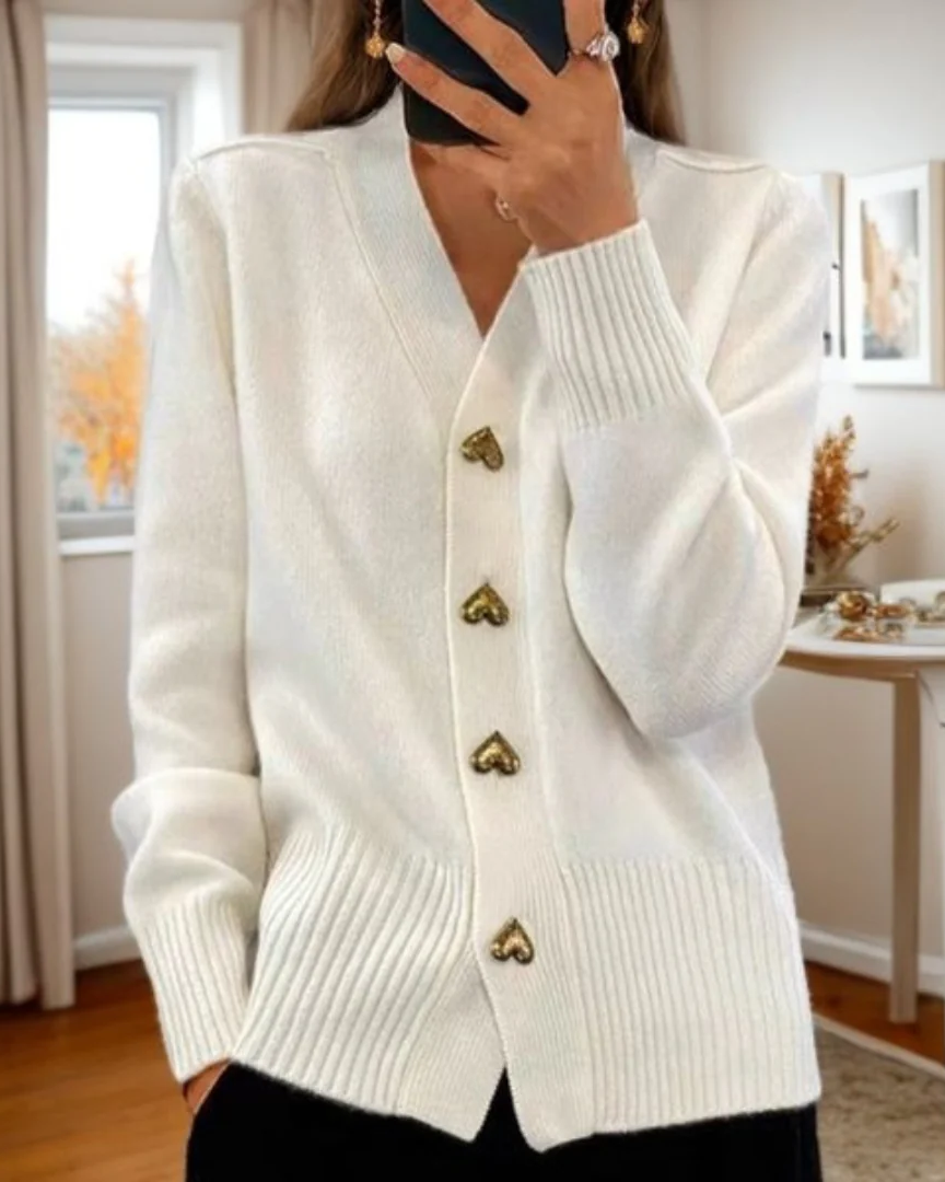 Celia | Elegant Heart Button Cardigan