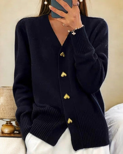 Celia | Elegant Heart Button Cardigan