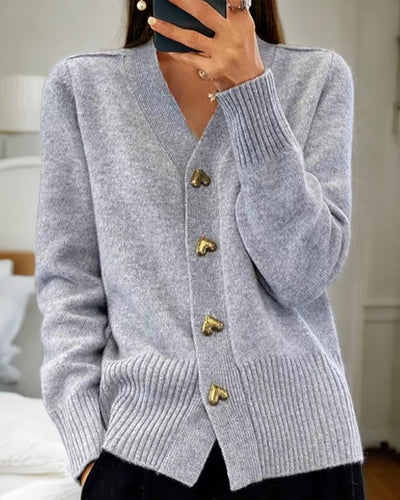 Celia | Elegant Heart Button Cardigan