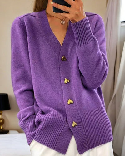 Celia | Elegant Heart Button Cardigan