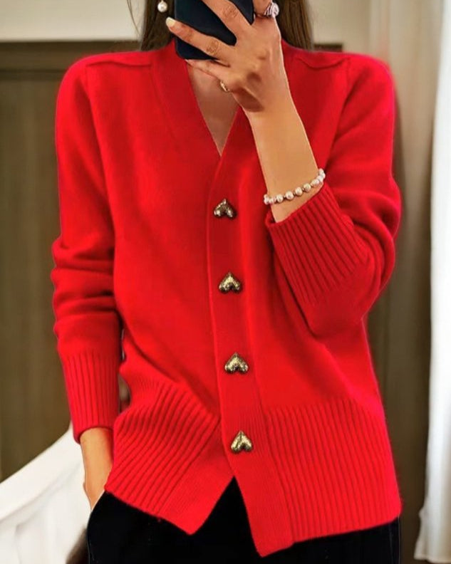 Celia | Elegant Heart Button Cardigan